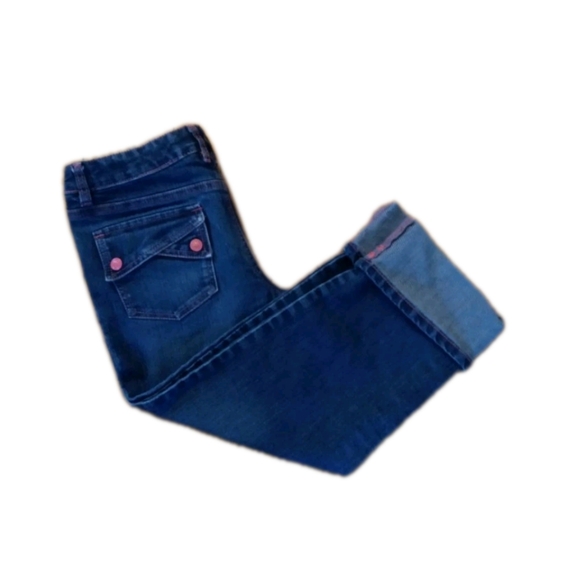 Size 14 girls dark blue jean capris - Picture 1 of 16